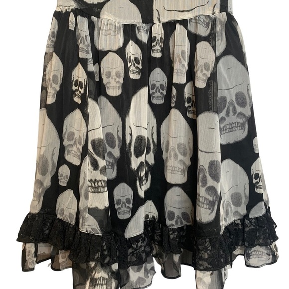 Tripp NYC Skull Grunge V Neck Black Gothic Lolita Baby Doll Dress Small - Picture 8 of 14